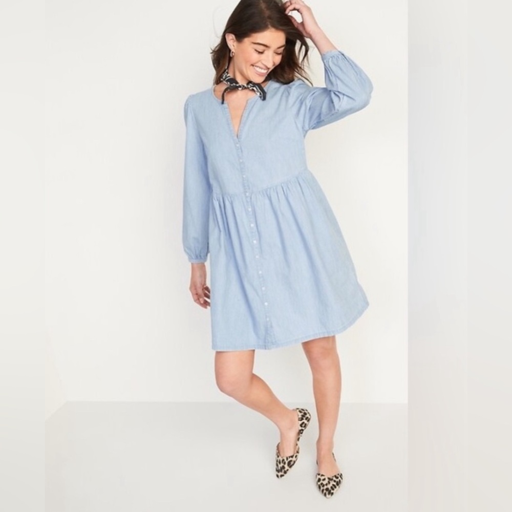 Old Navy Fit & Flare Chambray Mini Dress Sz Small